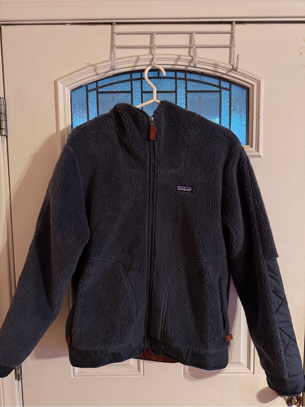 Patagonia Dark Navy Sherpa Fleece Hooded Jacket